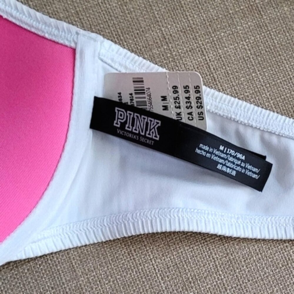 Pink Victoria's Secret White Swim Top